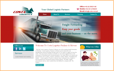 Costa Logistics Packers and Movers Website